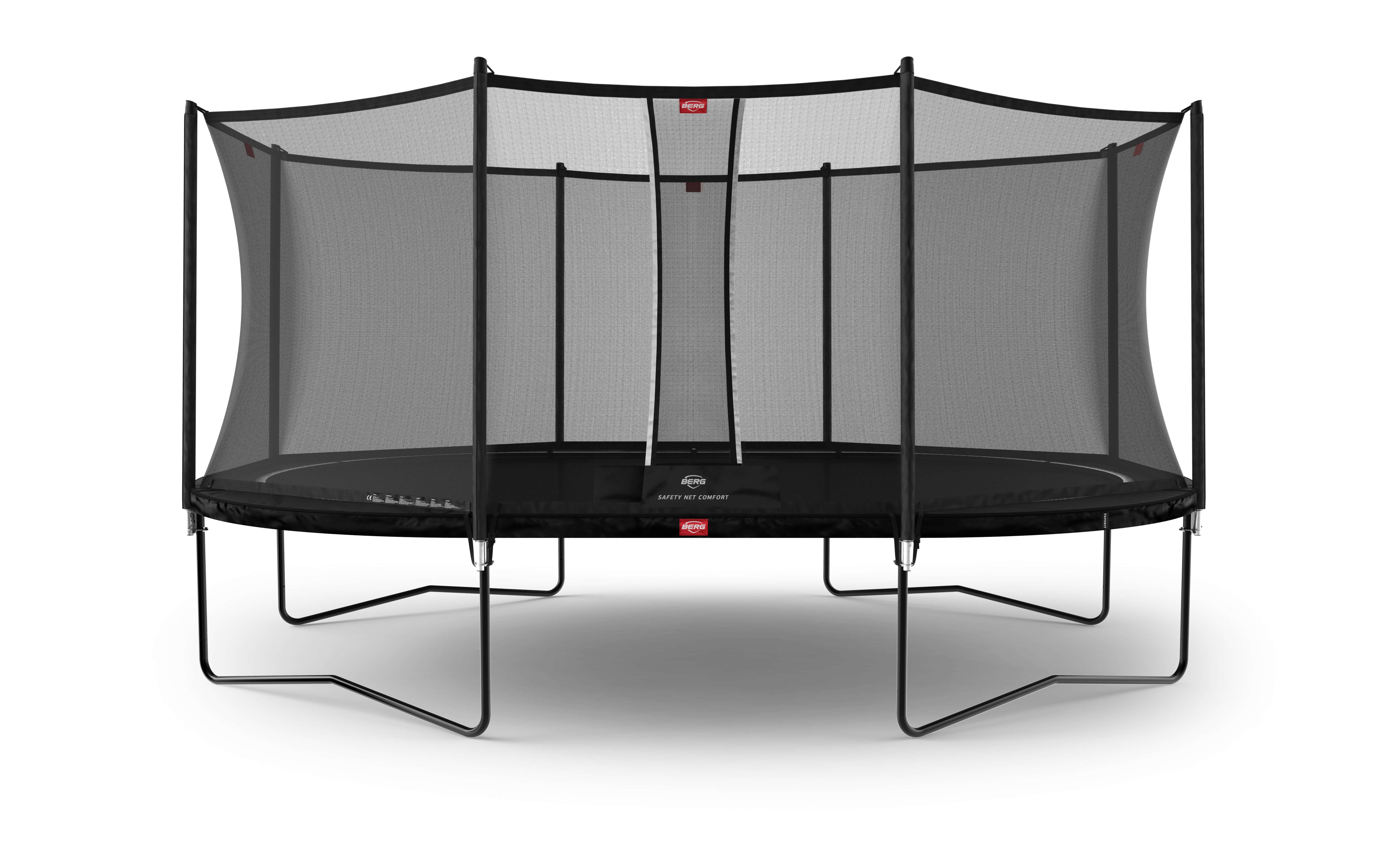 BERG Grand Favorit Regular 520 Black — Oval trampoline with safety net in a garden
